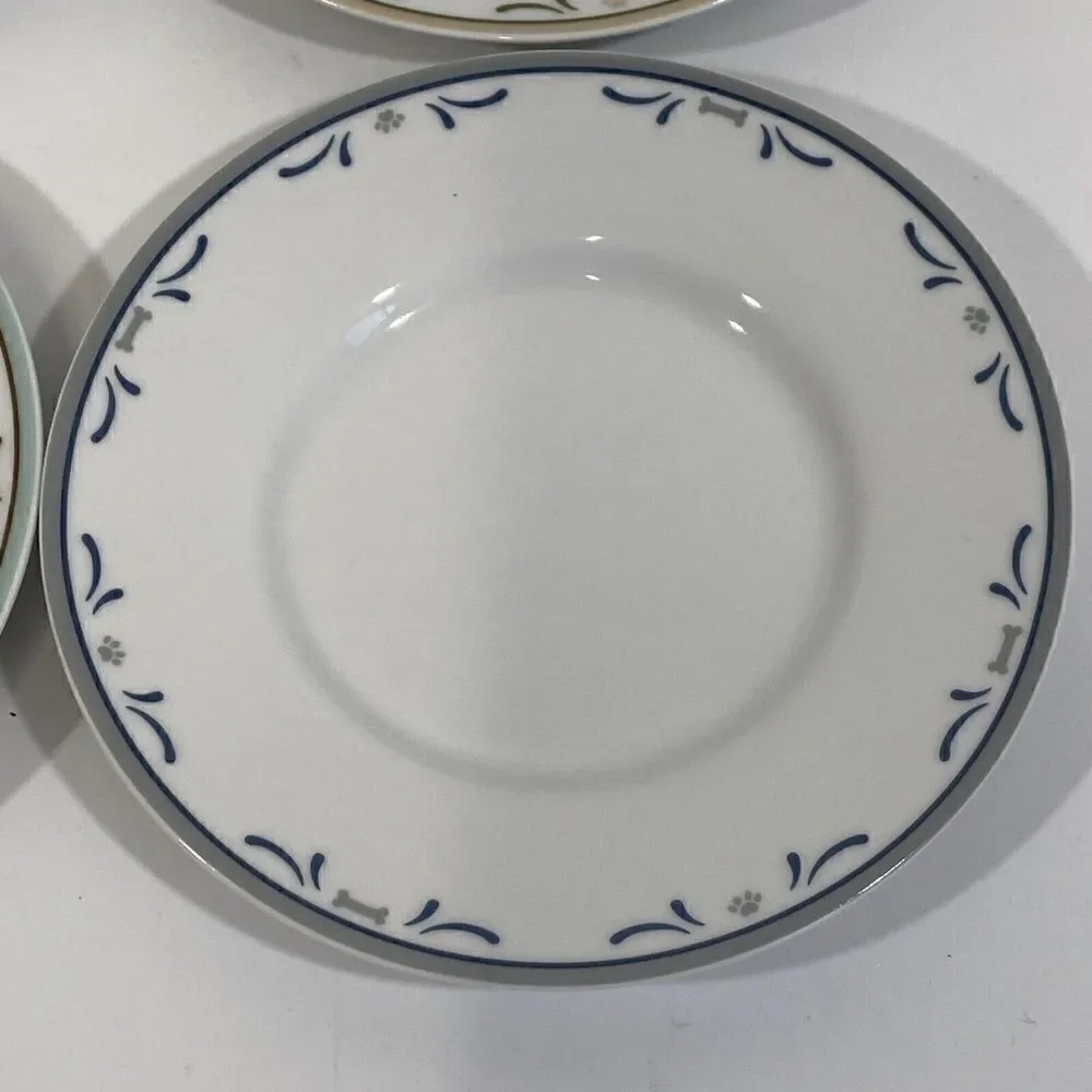 Danbury Mint Dog Bone Dinnerware Small Side Bread 6” Plate Set‎ Of (4)